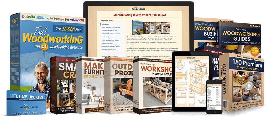 Ted's Woodworking complete package with 16,000+ plans and bonuses